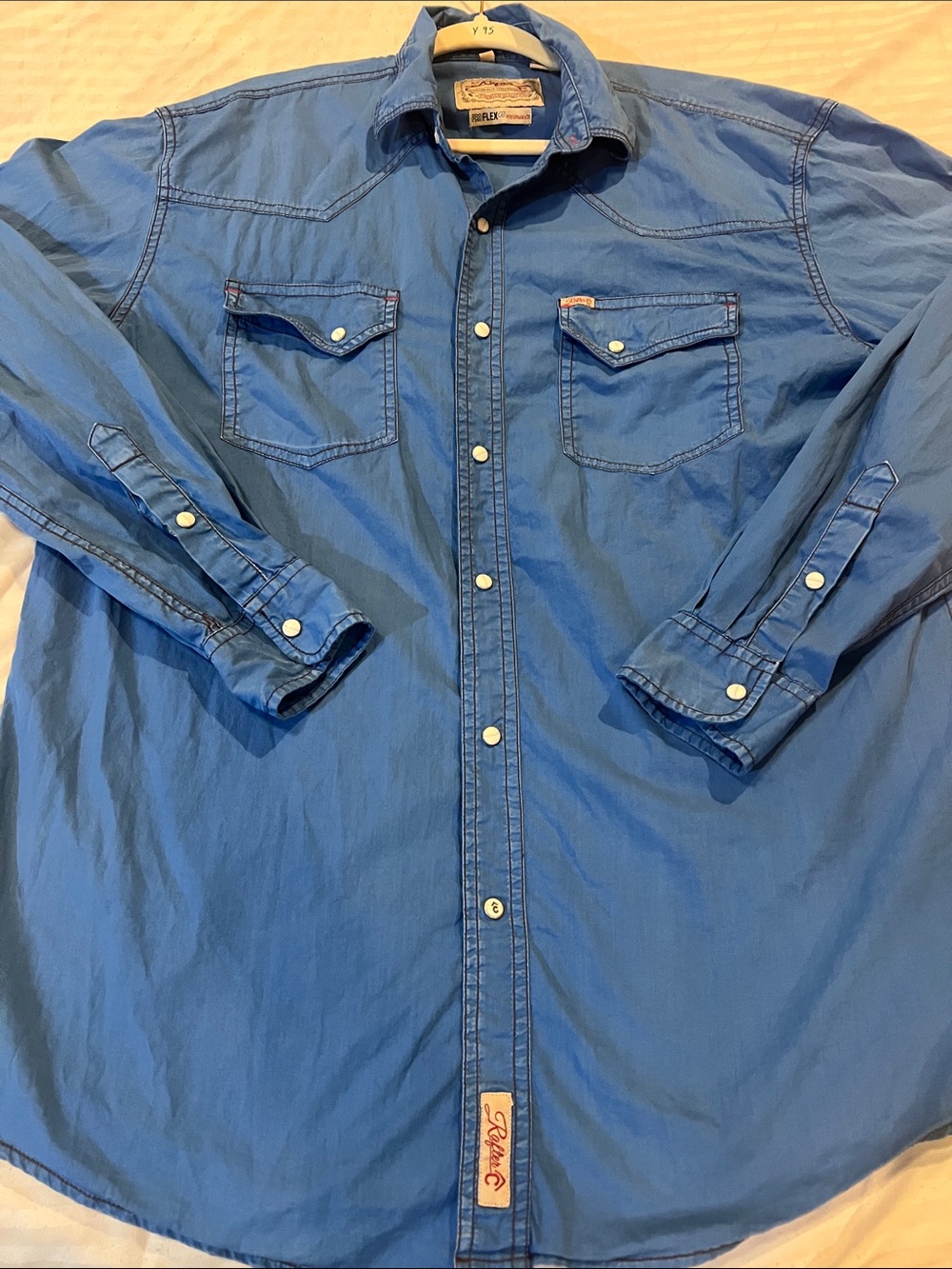 RAFTER C Relaxed-Fit Men's Blue Snap-Front Shirt Jacket by Replay
